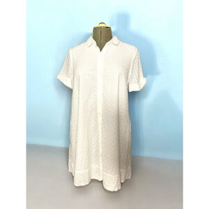 Size M Lisa Marie Fernandez White eyelet short sleeve button down summer dress